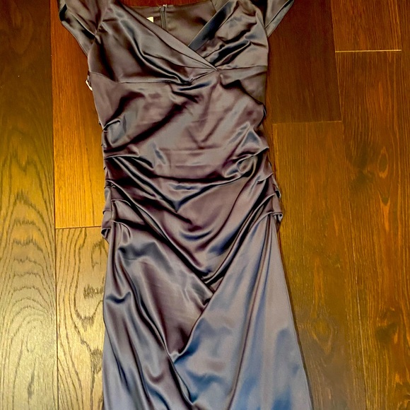 Suzi Chin for Maggie Boutique size 10 satin grey dress - Picture 1 of 6
